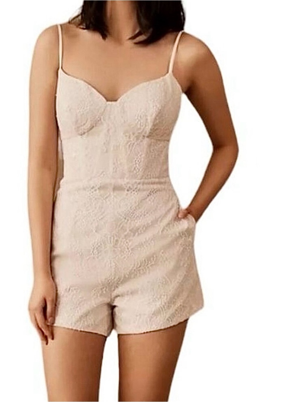 BHLDN Hayley Paige Shirley Bridal Romper in Ivory Size 2 NWT